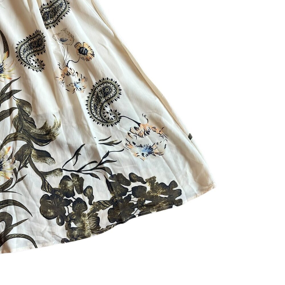 Kaimilan Creamy Ivory Floral Print Dress Knee Length Short Sleeve Size 8 NWT - Picture 11 of 13
